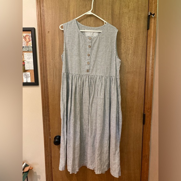 notPERFECTLINEN Dresses & Skirts - Not Perfect Linen Maxi Mama Dress in Small Checks